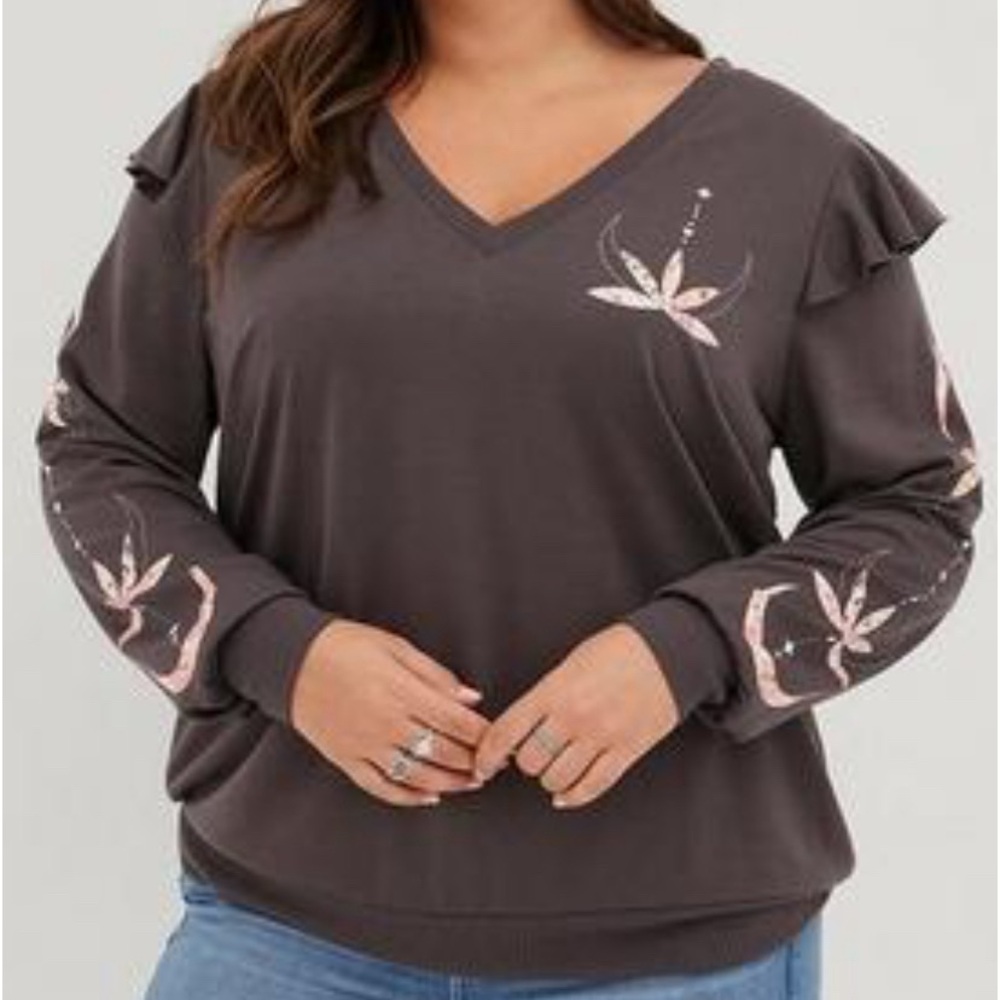 Torrid Gray Lotus Sweatshirt size1 NWT